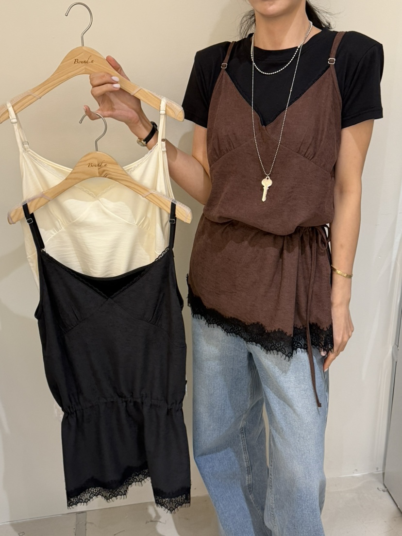 BOUND.A韓國代購女裝新品熱賣人氣時尚吊帶背心天鵝絨蕾絲BOUND.A吊帶/背心