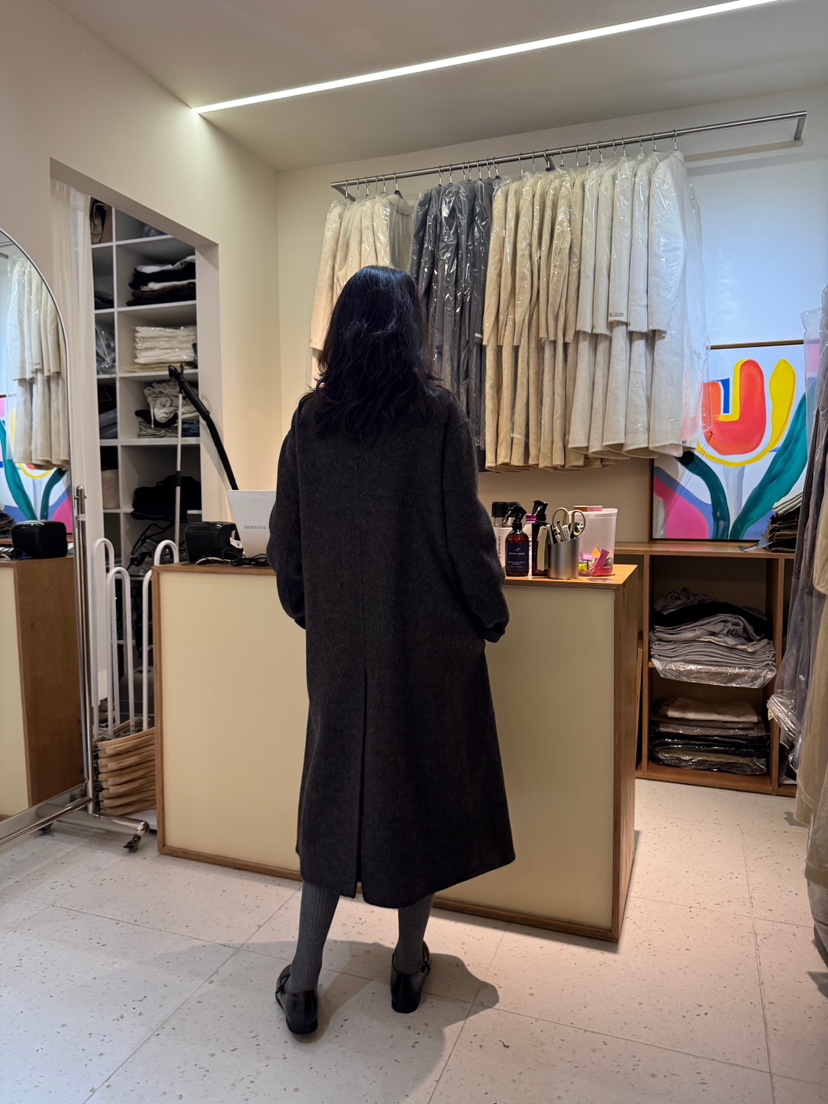 WEAUE SELVAGE韓國代購女士新品人氣真品中長款大衣雙層Weave Selvage中長款大衣