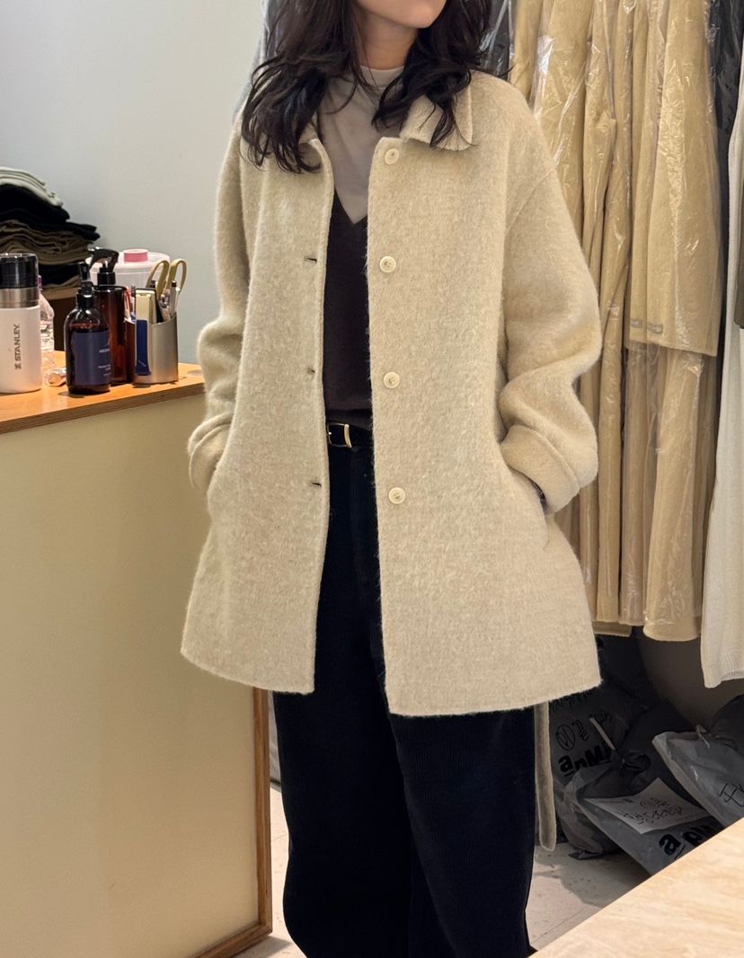 WEAUE SELVAGE韓國直郵女裝新品休閑中長款大衣含腰帶涂層Weave Selvage中長款大衣