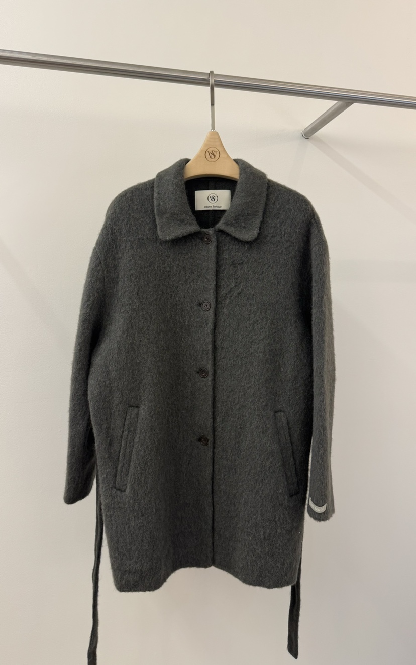 WEAUE SELVAGE韓國直郵女裝新品休閑中長款大衣含腰帶涂層Weave Selvage中長款大衣圖色2