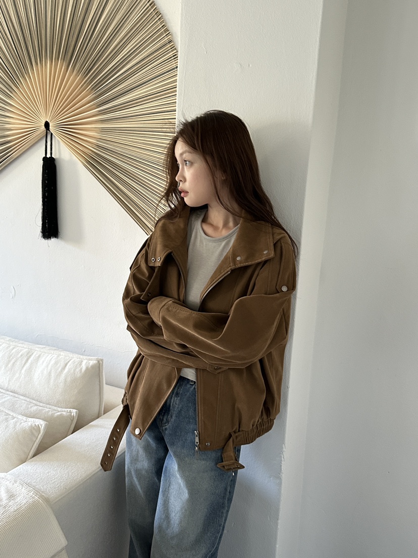 NDE韓國代購女裝新品時尚推薦熱賣休閑真品人氣夾克高領絨BOHEME_NDE夾克