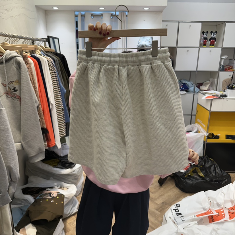 DE LINE韓國代購女士新品真品休閑推薦時尚人氣短褲華夫格DE LINE短褲