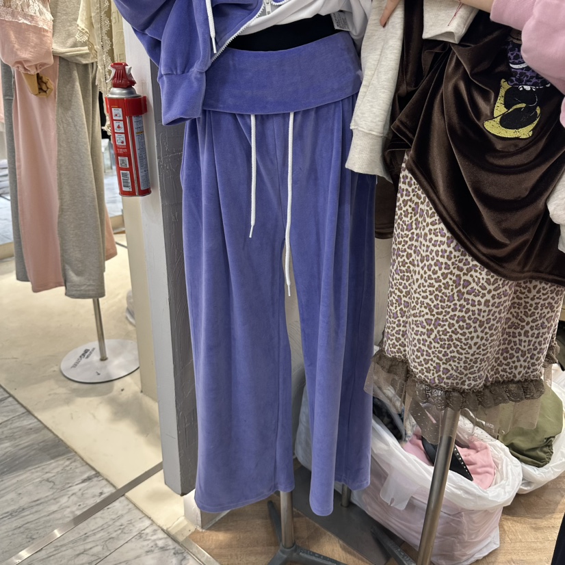 DE LINE東大門直郵女士新款真品人氣休閑休閑褲天鵝絨折疊DE LINE休閑褲圖色2
