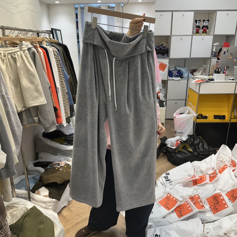 DE LINE東大門直郵女士新款真品人氣休閑休閑褲天鵝絨折疊DE LINE休閑褲圖色3