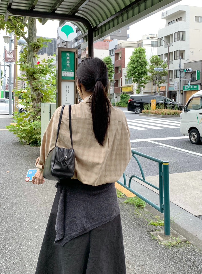 空東大門實拍女士新品推薦熱賣真品時尚休閑襯衫蕾絲衫格紋COURGETTE襯衫/蕾絲衫