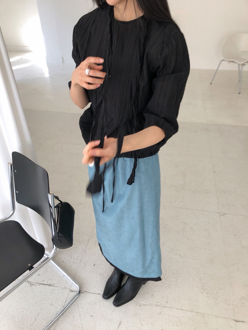 CHAE東大門直郵女裝新品人氣時尚襯衫蕾絲衫含脖帶褶皺圍巾CHAE襯衫/蕾絲衫