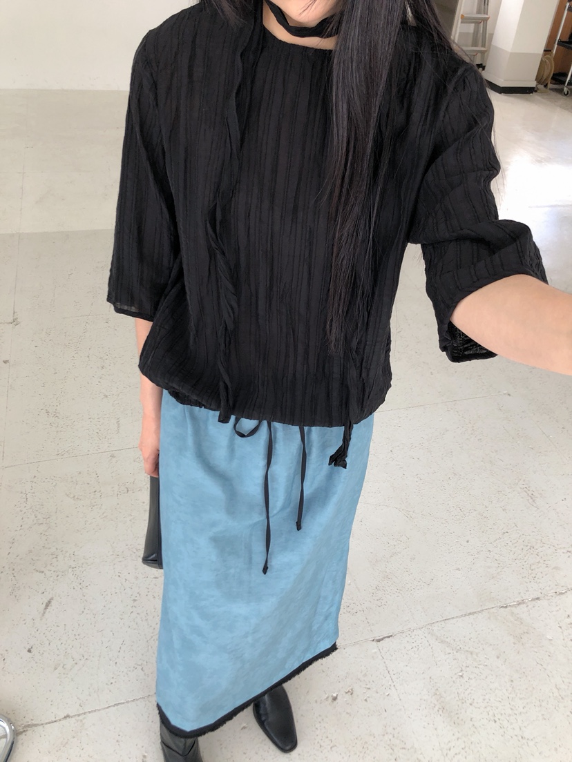 CHAE東大門直郵女裝新品人氣時尚襯衫蕾絲衫含脖帶褶皺圍巾CHAE襯衫/蕾絲衫