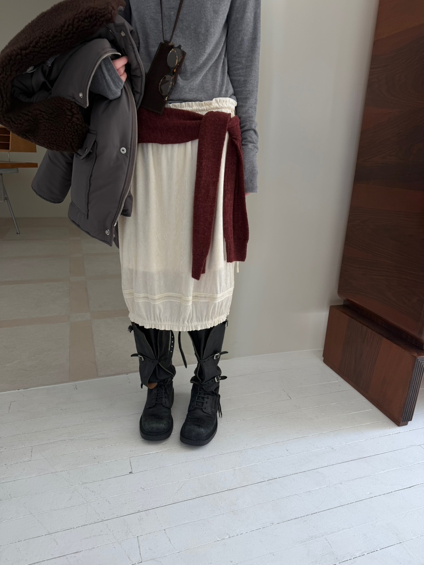 MINIMUZE東大門直郵女裝新品時尚半身裙中短裙天鵝絨蕾絲MINIMUZE半身裙/中短裙