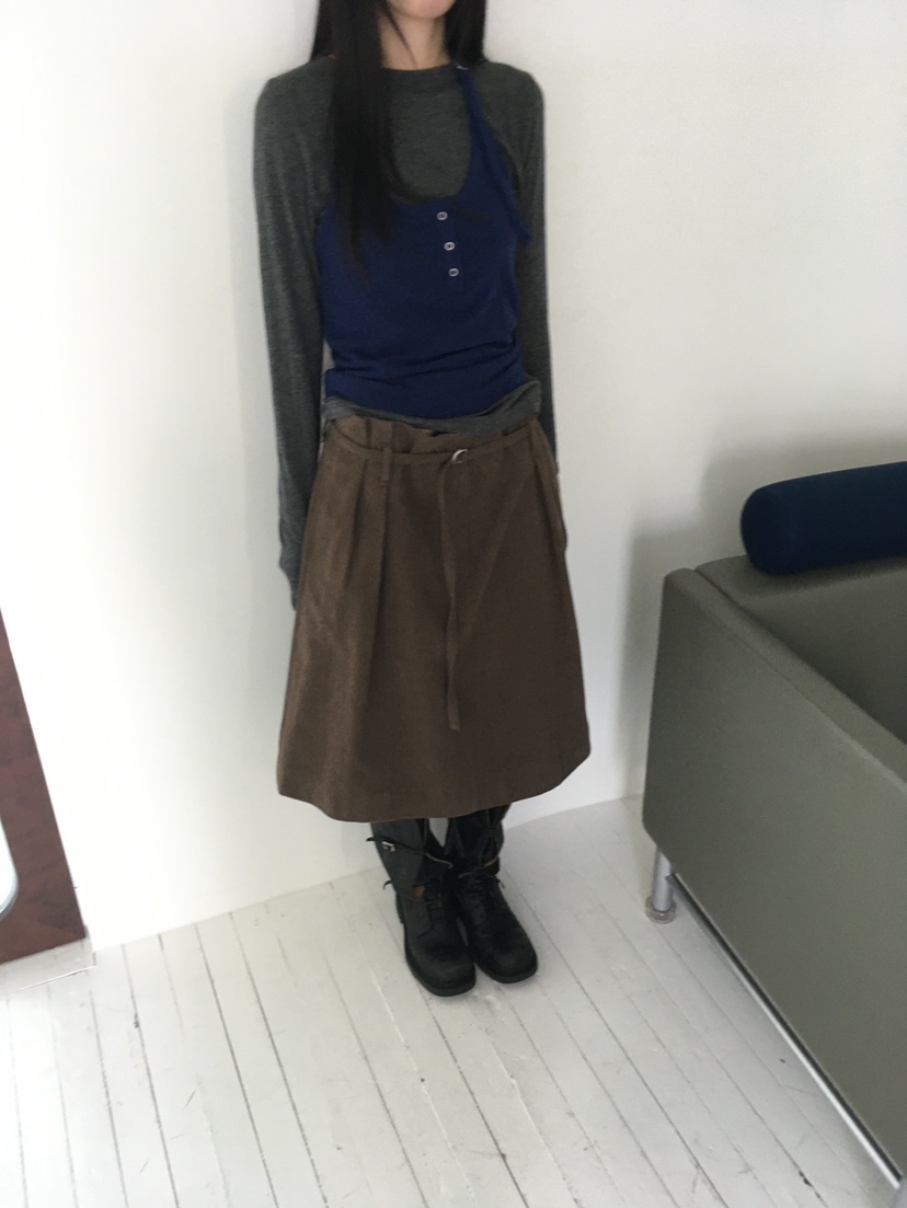 MINIMUZE韓國直郵女裝新款推薦真品半身裙中短裙含腰繩褶裥MINIMUZE半身裙/中短裙