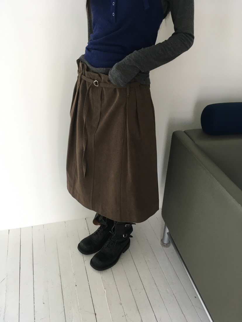 MINIMUZE韓國直郵女裝新款推薦真品半身裙中短裙含腰繩褶裥MINIMUZE半身裙/中短裙