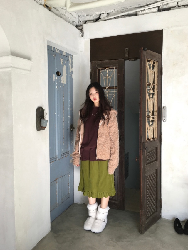 LETAILOR東大門直郵女裝新款推薦半身裙中短裙天鵝絨褶邊LETAILOR半身裙/中短裙