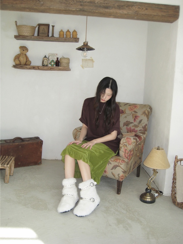 LETAILOR東大門直郵女裝新款推薦半身裙中短裙天鵝絨褶邊LETAILOR半身裙/中短裙