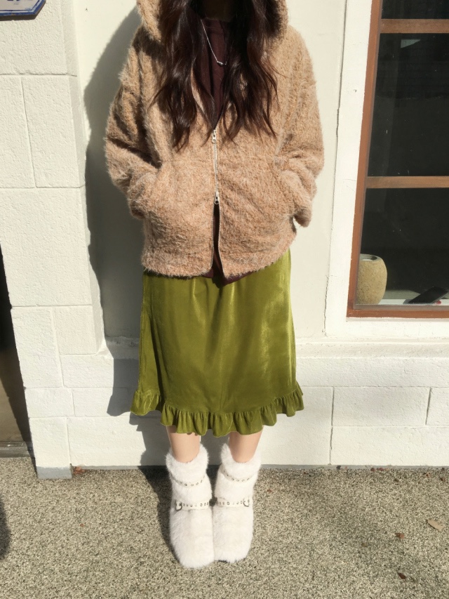 LETAILOR東大門直郵女裝新款推薦半身裙中短裙天鵝絨褶邊LETAILOR半身裙/中短裙