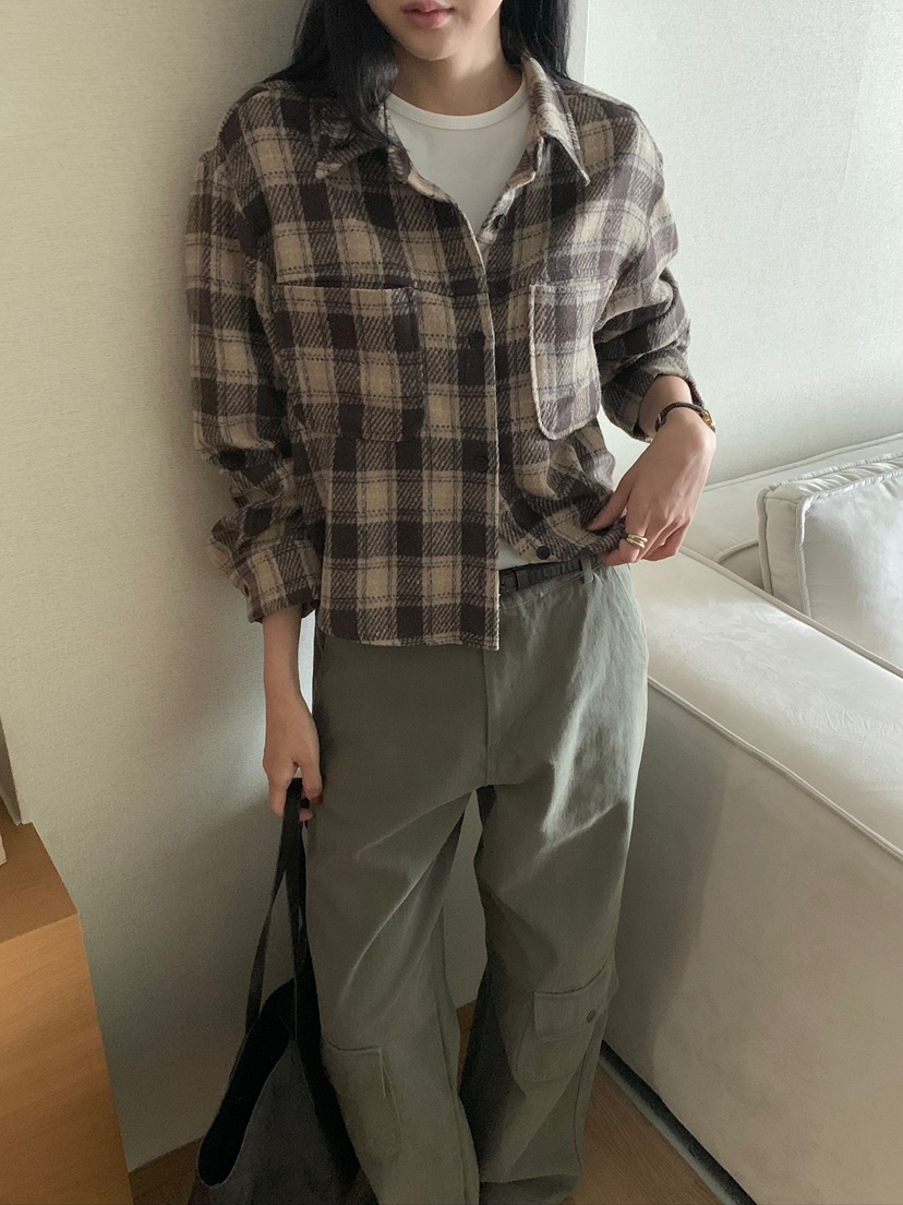 BLEECKER韓國代購女士新品真品人氣時尚休閑襯衫蕾絲衫格子BLEECKER襯衫/蕾絲衫