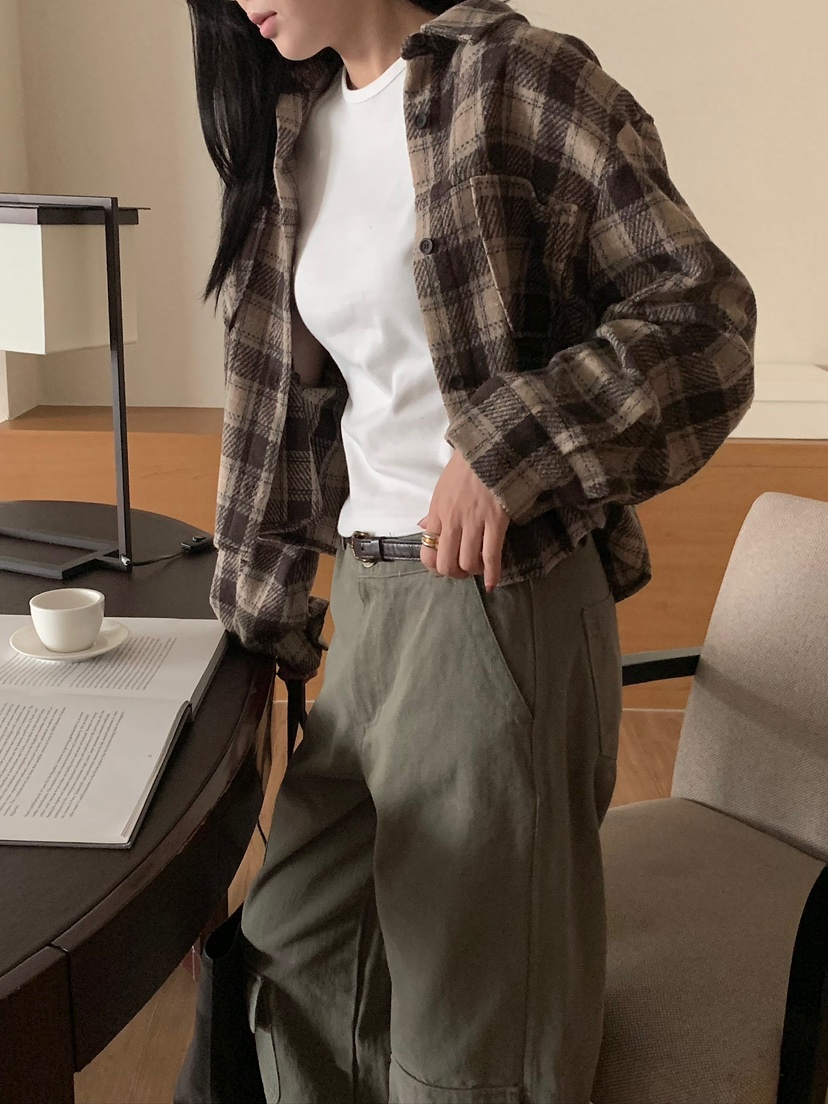 BLEECKER韓國代購女士新品真品人氣時尚休閑襯衫蕾絲衫格子BLEECKER襯衫/蕾絲衫