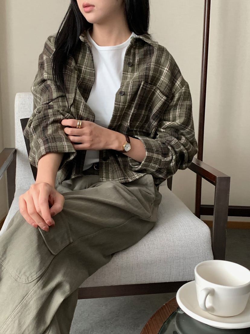 BLEECKER韓國代購女士新品真品人氣時尚休閑襯衫蕾絲衫格子BLEECKER襯衫/蕾絲衫