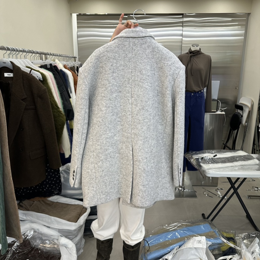 TED東大門代購女裝新品時尚熱賣真品休閑推薦短款大衣雙排扣TED短款大衣