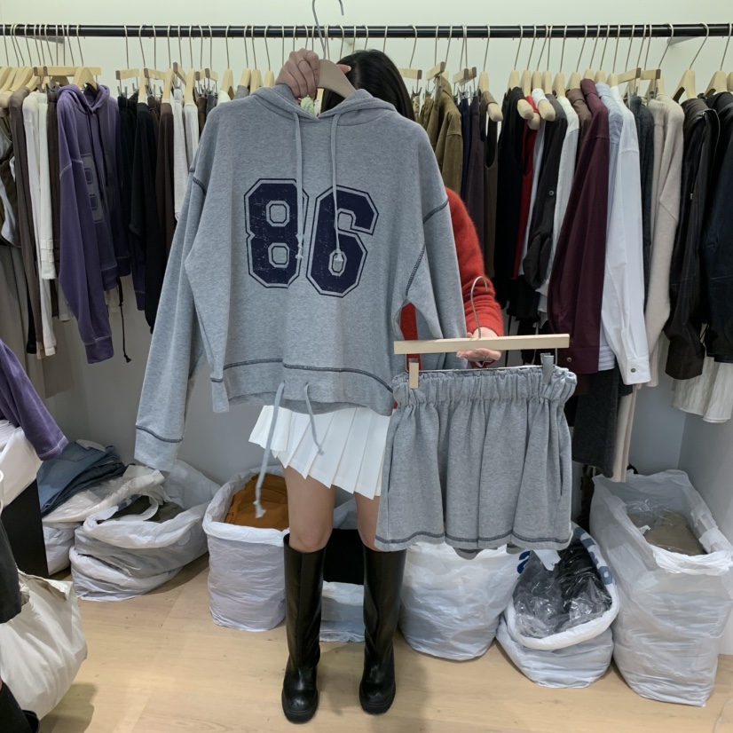 W AND J東大門實拍女裝新品人氣真品時尚休閑套裝連帽衫WANDJ套裝圖色1