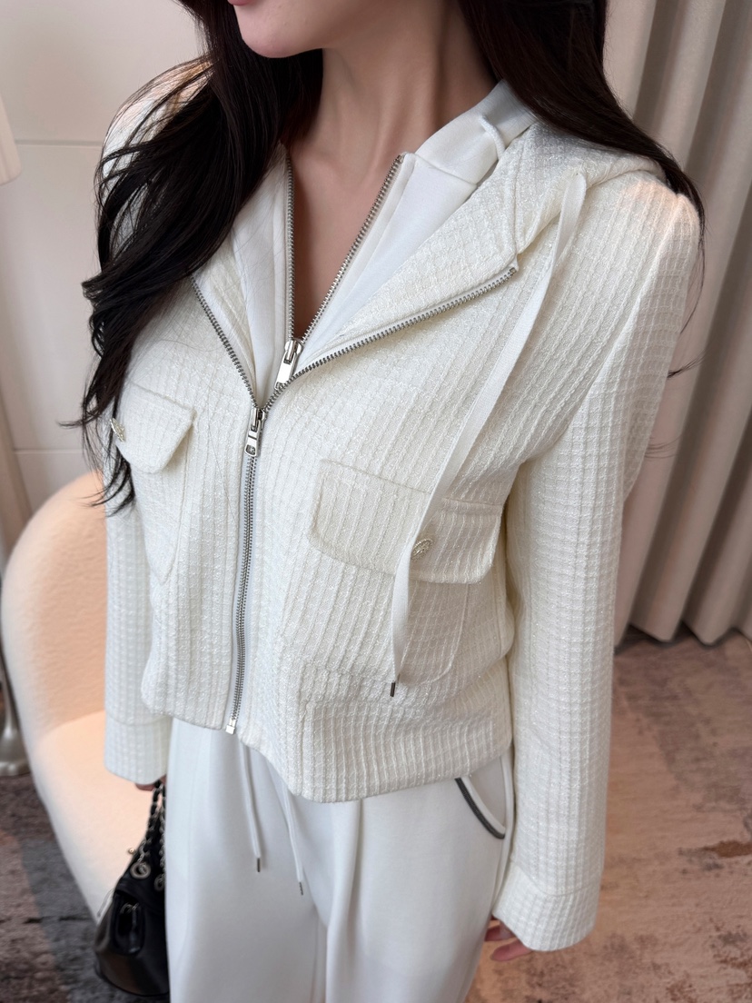 CLOTH東大門代購女士新品休閑熱賣推薦夾克粗花呢連帽衫網狀CLOTH夾克