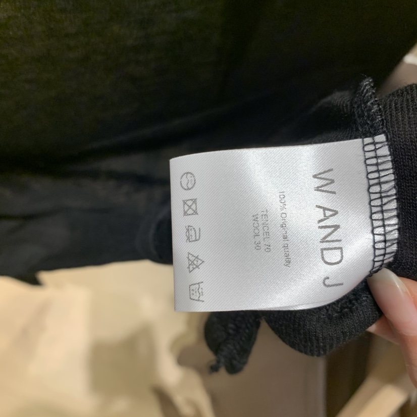 W AND J韓國代購女裝新品真品人氣休閑長袖T恤不對稱羊絨WANDJ長袖T恤