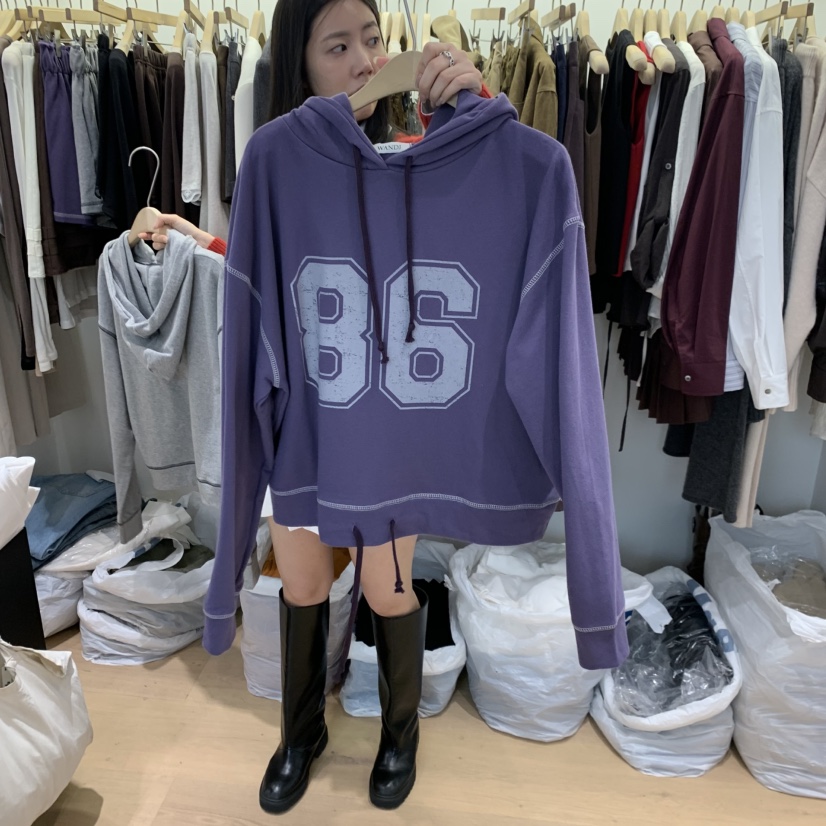 W AND J韓國代購女裝新品時尚休閑熱賣真品人氣衛衣兜帽WANDJ衛衣圖色1