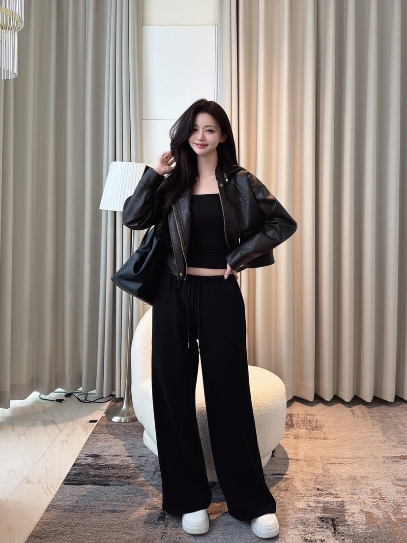 CLOTH東大門直郵女士新品休閑時尚推薦皮衣帽子可拆卸連帽衫CLOTH皮衣