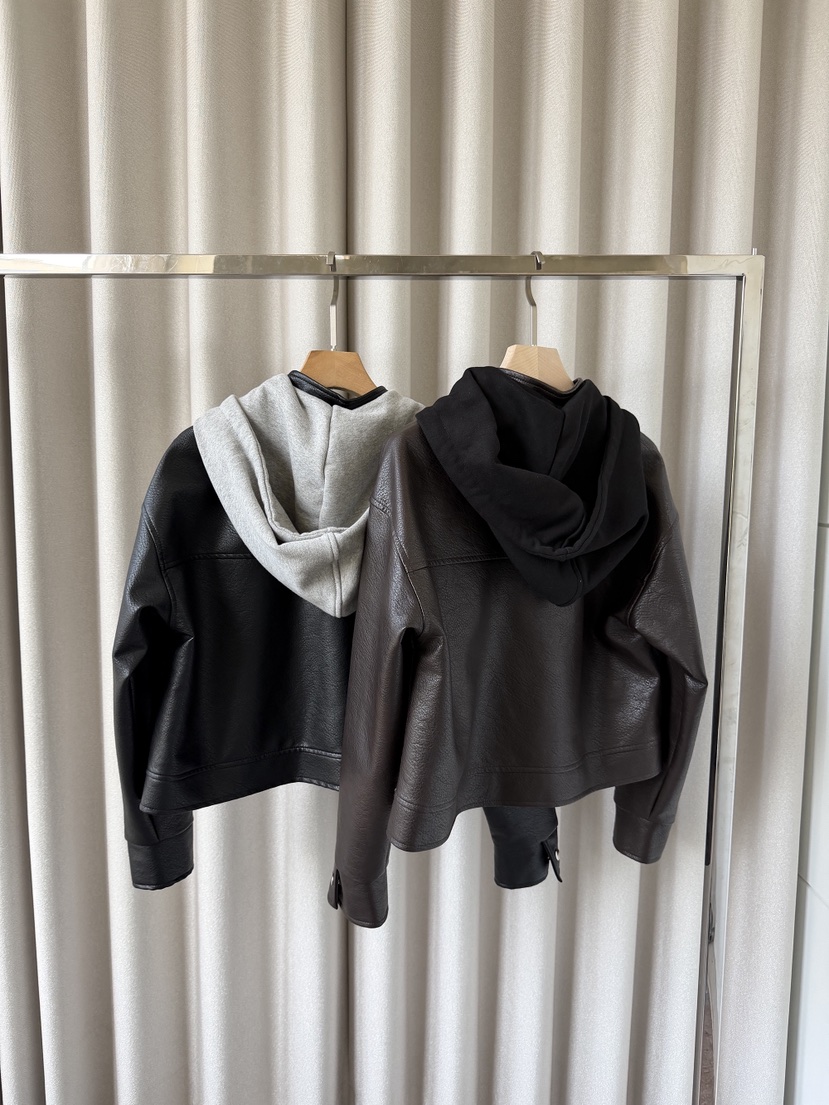 CLOTH東大門直郵女士新品休閑時尚推薦皮衣帽子可拆卸連帽衫CLOTH皮衣
