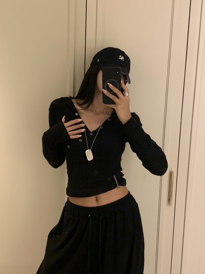 BADCALM東大門實拍女裝新款休閑人氣熱賣推薦長袖T恤連帽衫BADCALM長袖T恤圖色1