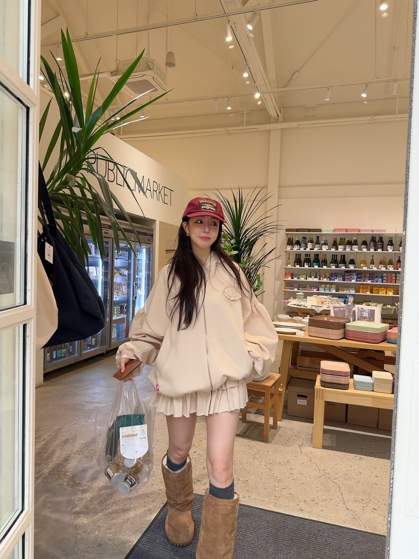 SEOUL PALETTE-Q韓國代購女裝新品熱賣衛衣拉鏈連帽衫荷葉邊SEOUL PALETTE-Q衛衣