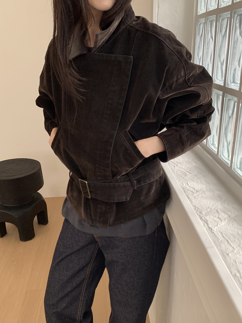 LE RIVE東大門實拍女裝新品休閑推薦人氣熱賣夾克含腰帶LE RIVE夾克圖色1