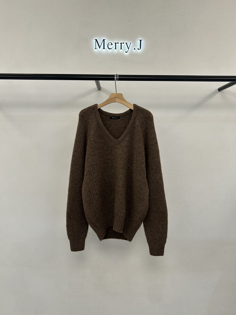 MERRY-J韓國代購女士新款時尚熱賣推薦人氣真品休閑毛衣V領MERRY-J毛衣圖色2