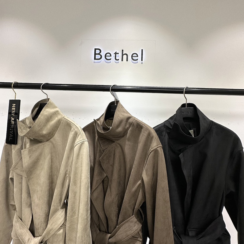 BETHEL韓國代購女士新款休閑推薦真品時尚夾克含腰帶麂皮Bethel夾克