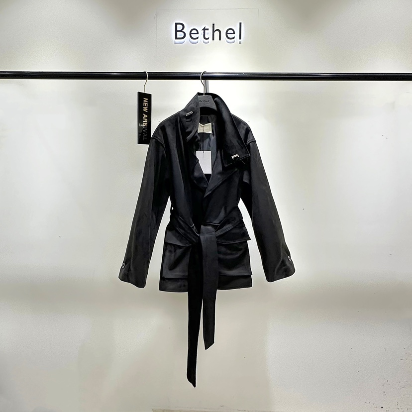 BETHEL韓國代購女士新款休閑推薦真品時尚夾克含腰帶麂皮Bethel夾克圖色2