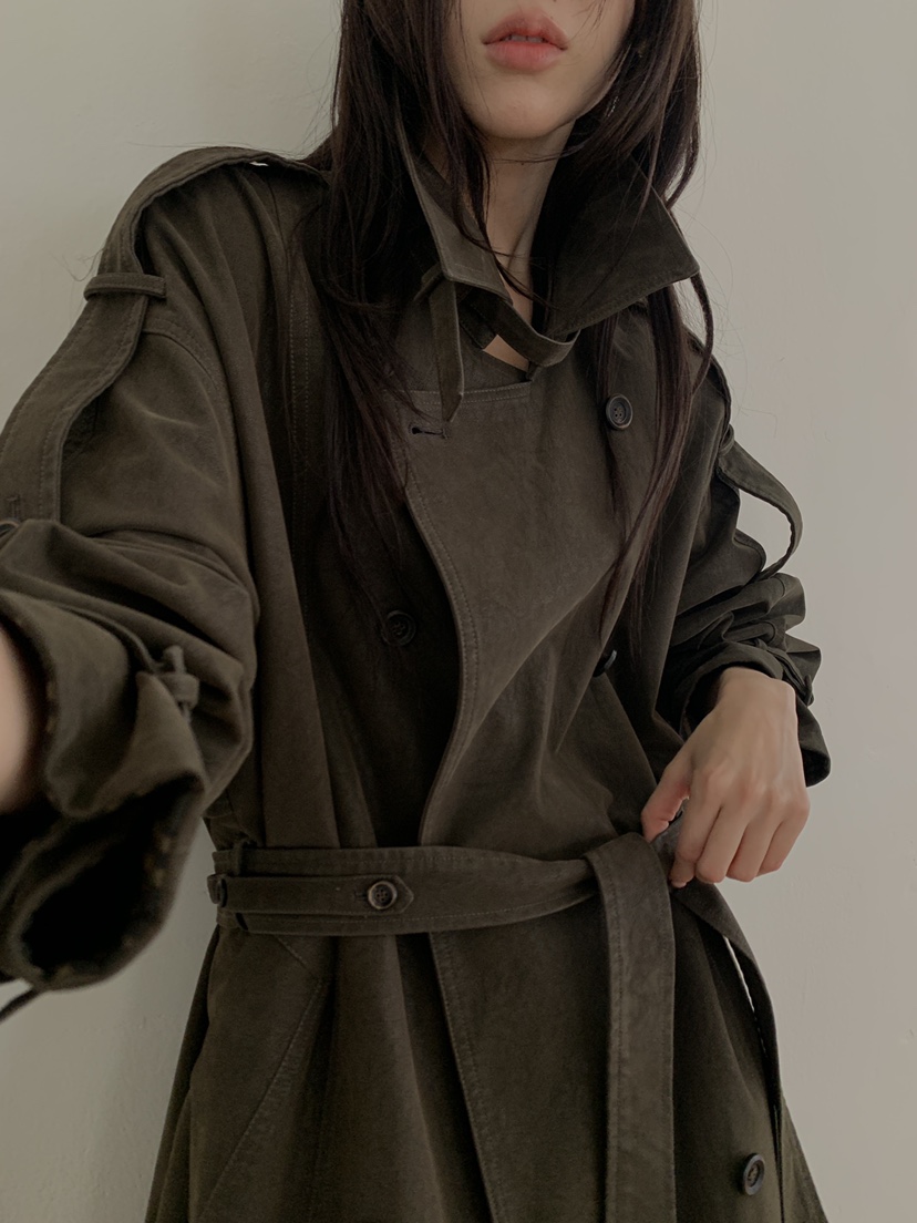 ATHEA韓國直郵女裝新款推薦時尚熱賣休閑中長款大衣含腰帶ATHEA中長款大衣