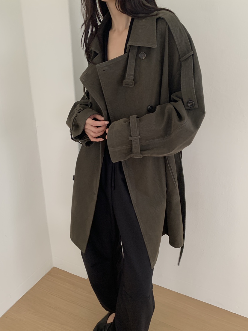 ATHEA韓國直郵女裝新款推薦時尚熱賣休閑中長款大衣含腰帶ATHEA中長款大衣