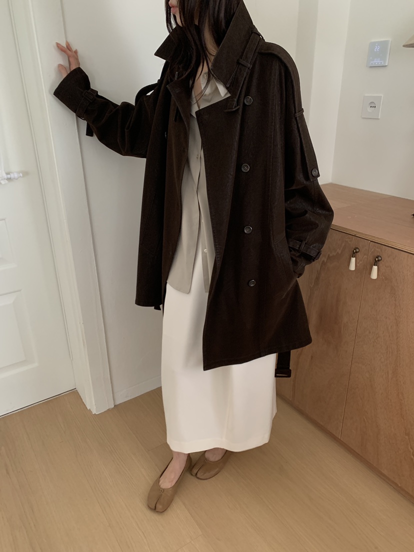ATHEA韓國直郵女裝新款推薦時尚熱賣休閑中長款大衣含腰帶ATHEA中長款大衣圖色2