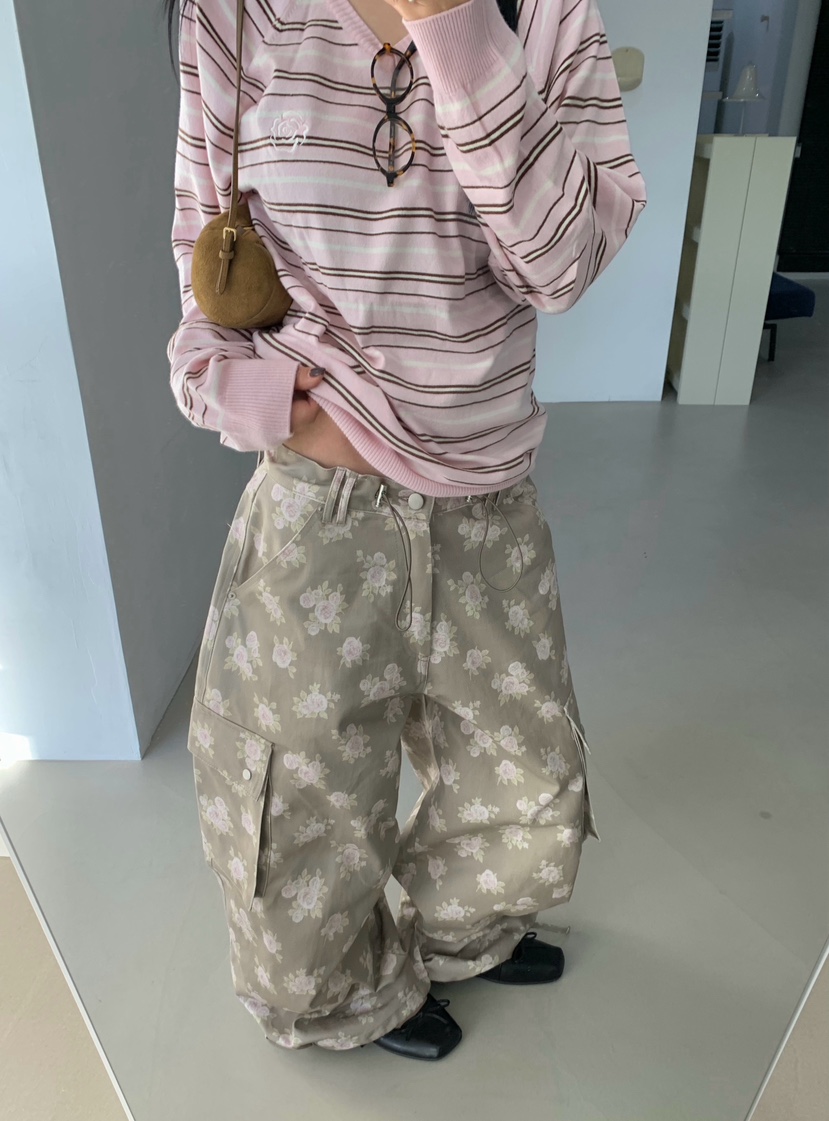 SEOLO東大門實拍女裝新款真品推薦熱賣人氣休閑休閑褲花朵棉Seolo seoul休閑褲