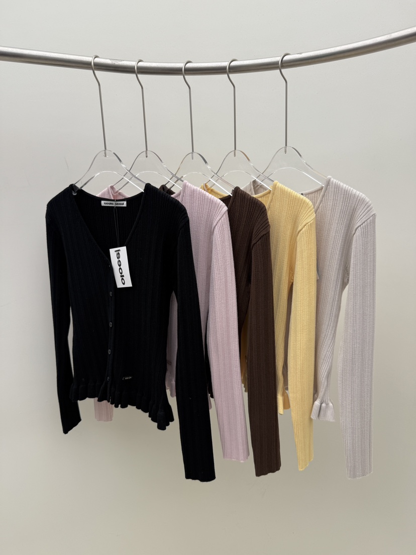SEOLO東大門實拍女士新品休閑熱賣開衫不含吊帶荷葉邊開衫Seolo seoul開衫