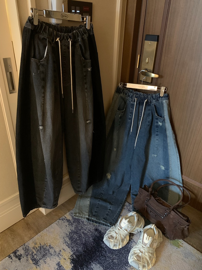 BADCALM東大門代購女士新品時尚人氣休閑熱賣牛仔褲復古撞色BADCALM牛仔褲