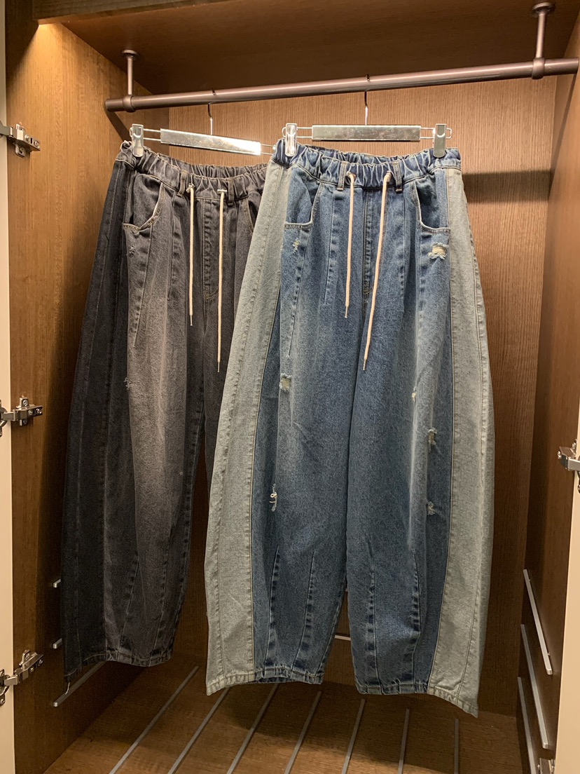 BADCALM東大門代購女士新品時尚人氣休閑熱賣牛仔褲復古撞色BADCALM牛仔褲