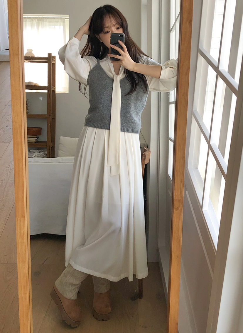 LETAILOR韓國代購女士新款休閑人氣時尚真品連衣裙折疊系帶LETAILOR連衣裙