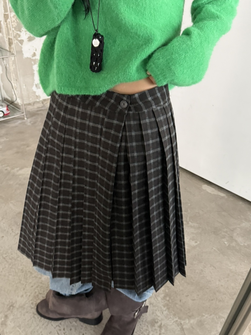 FOSET韓國直郵女士新品推薦熱賣人氣休閑半身裙中短裙褶皺FOSET半身裙/中短裙