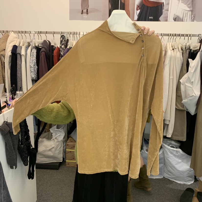 MAG韓國代購女士新品人氣推薦時尚熱賣襯衫蕾絲衫天鵝絨高領SALONDEMAG襯衫/蕾絲衫圖色2
