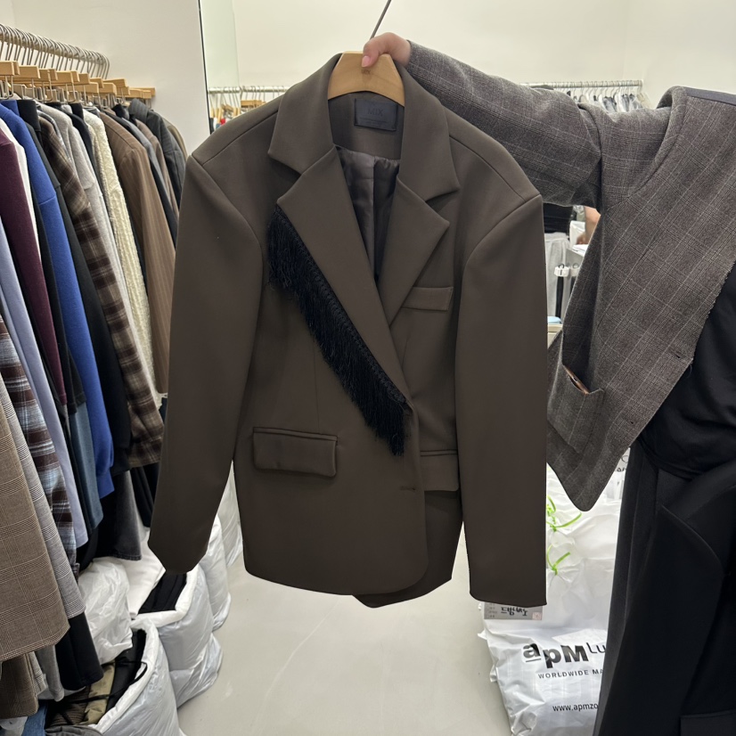 MIX-L東大門實拍女裝新品真品推薦時尚熱賣休閑夾克流蘇MIX-L夾克圖色2