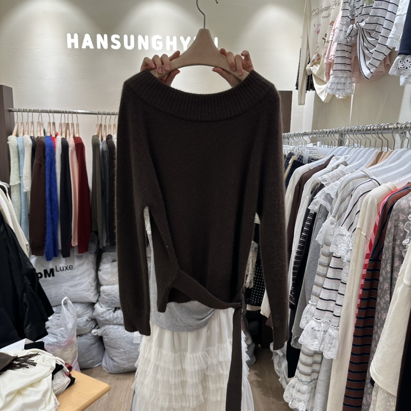 HANSUNGHYUN韓國代購女士新款熱賣推薦人氣時尚毛衣羊毛100HANSUNGHYUN毛衣圖色3棕色