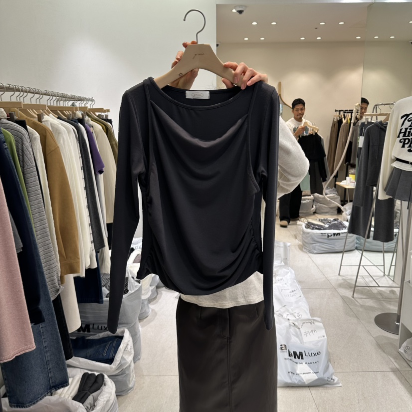 GRACIA韓國代購女裝新品真品休閑時尚熱賣推薦長袖T恤染色GRACIA長袖T恤圖色2