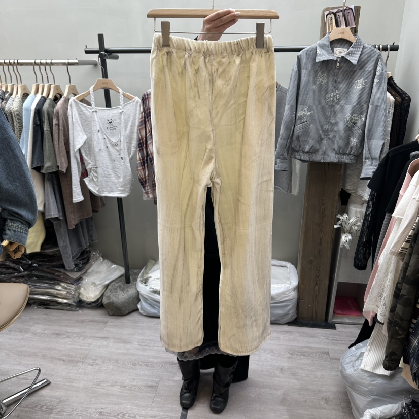 STICK WITH韓國代購女裝新款休閑真品推薦人氣休閑褲天鵝絨STICK WITH休閑褲