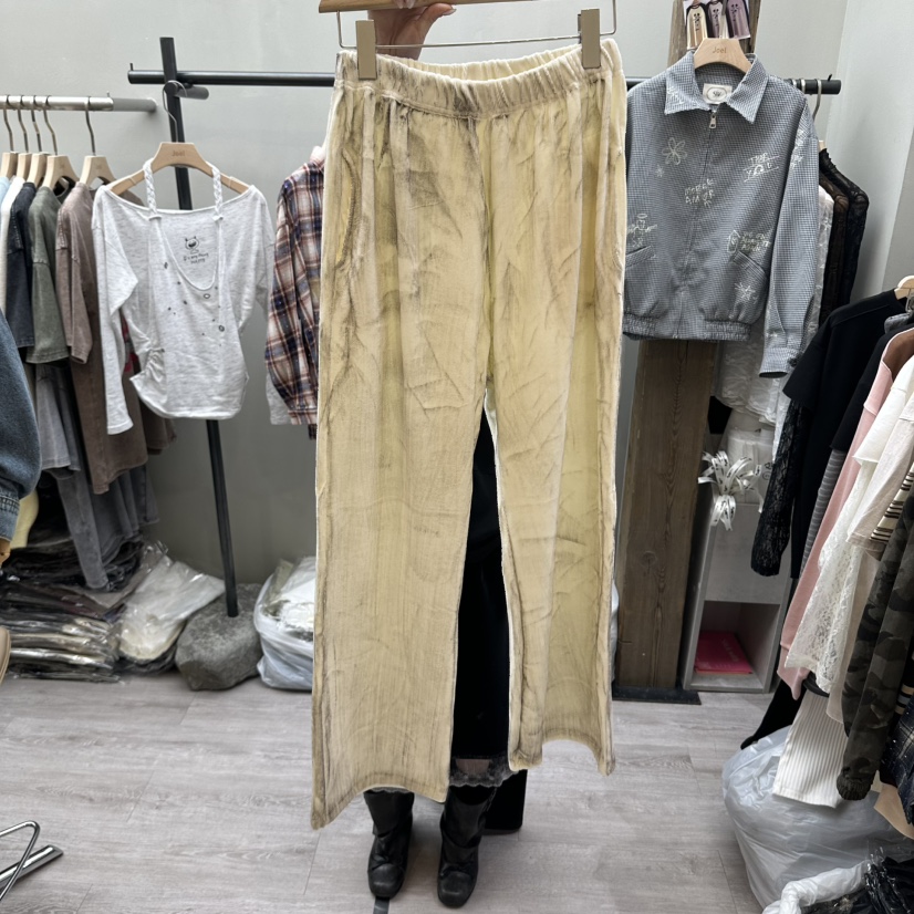 STICK WITH韓國代購女裝新款休閑真品推薦人氣休閑褲天鵝絨STICK WITH休閑褲圖色1