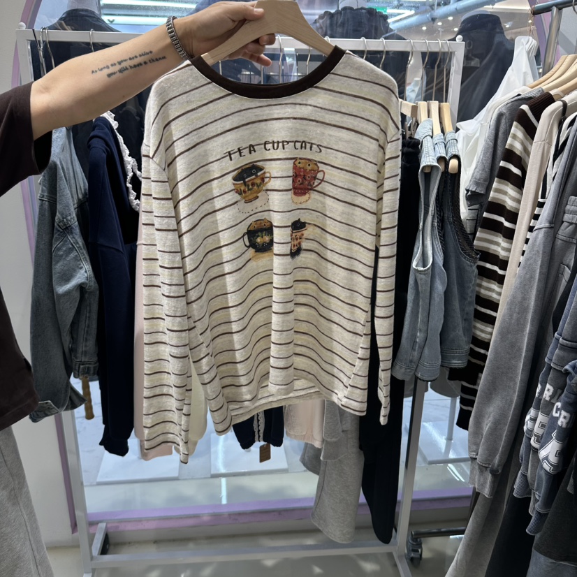 JH.STUDIO-Q東大門代購女士新品時尚推薦休閑人氣長袖T恤JH.STUDIO-Q長袖T恤圖色1