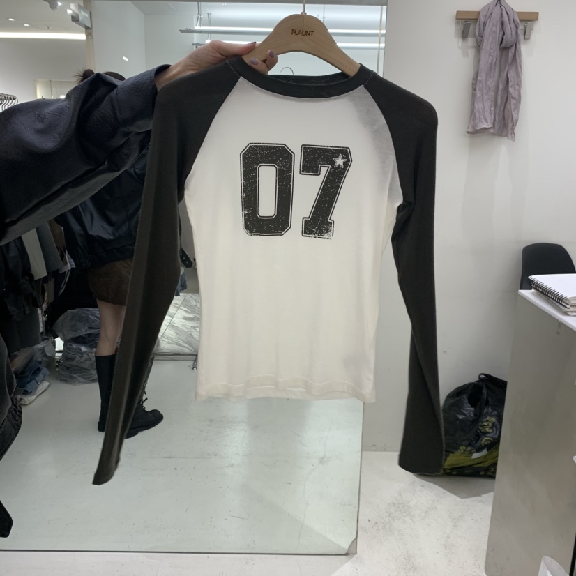 FLAUNT東大門實拍女裝新品熱賣真品時尚休閑長袖T恤插肩袖FLAUNT長袖T恤圖色2卡其綠